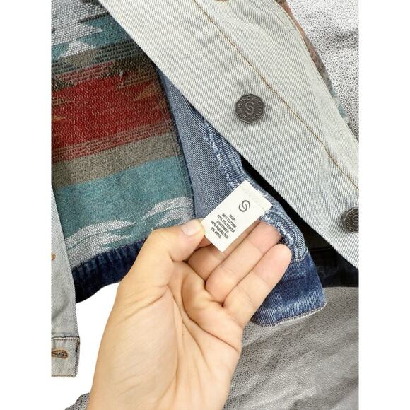 Sterling & Stitch Southwest Print Denim Vest Western Wear Boho Festival Womens L - Picture 3 of 6